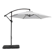 9.5' White Polyester Hexagonal Cantilever Patio Umbrella with Stand