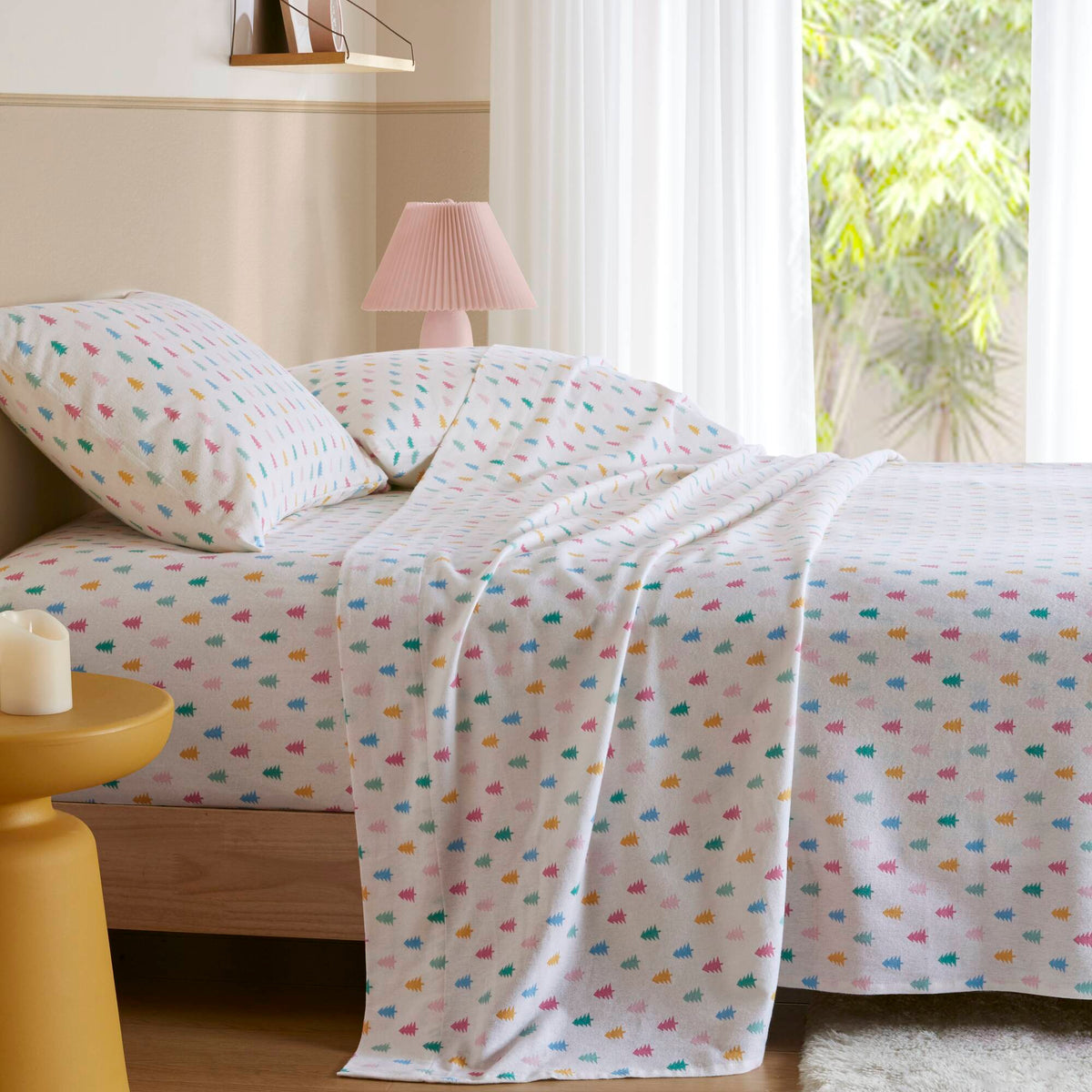 Cozy Soft - Twin Long 100% Flannel Pigment Printed Sheet Set - Tree Block