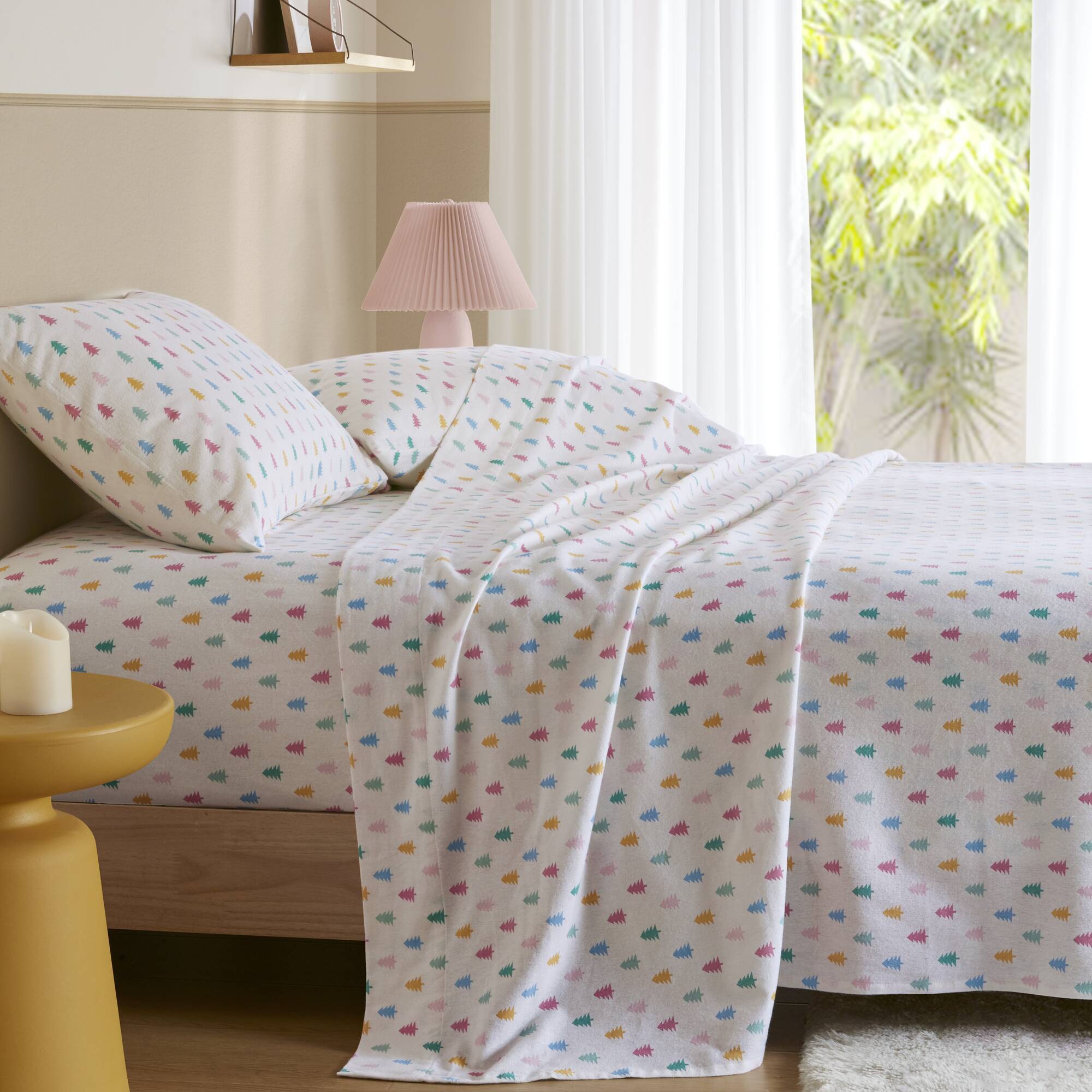 Cozy Soft - Queen 100% Flannel Pigment Printed Sheet Set - Tree Block