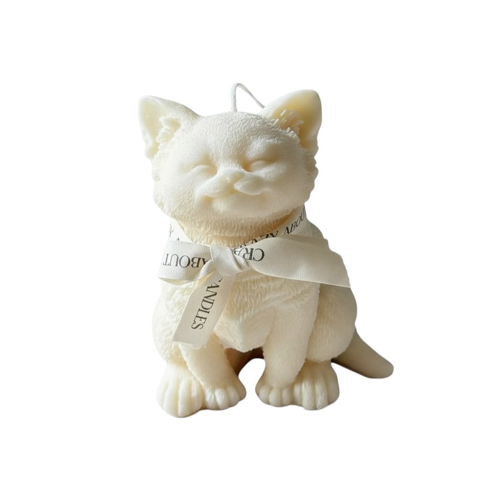 6" Gray Vanilla Scented Dimensional Cat Candle