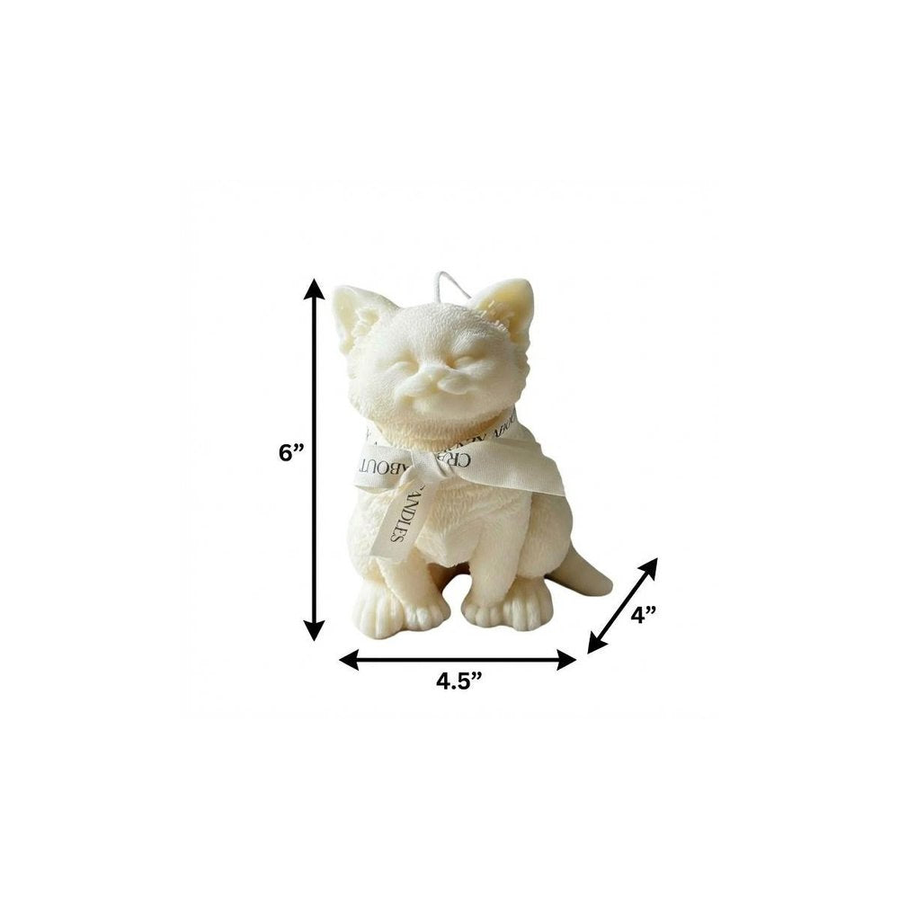 6" Gray Vanilla Scented Dimensional Cat Candle