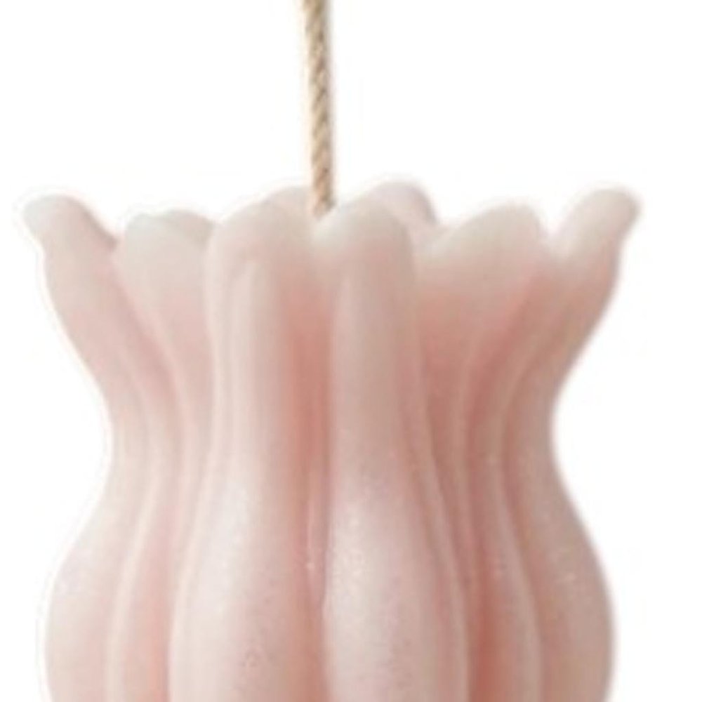 5" Pink Unscented Dimensional Flower Candle Round Novelty