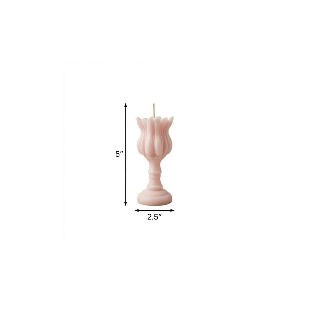 5" Pink Unscented Dimensional Flower Candle