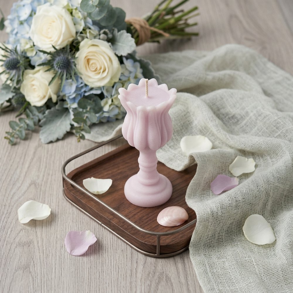 5" Orchid Unscented Dimensional Flower Candle