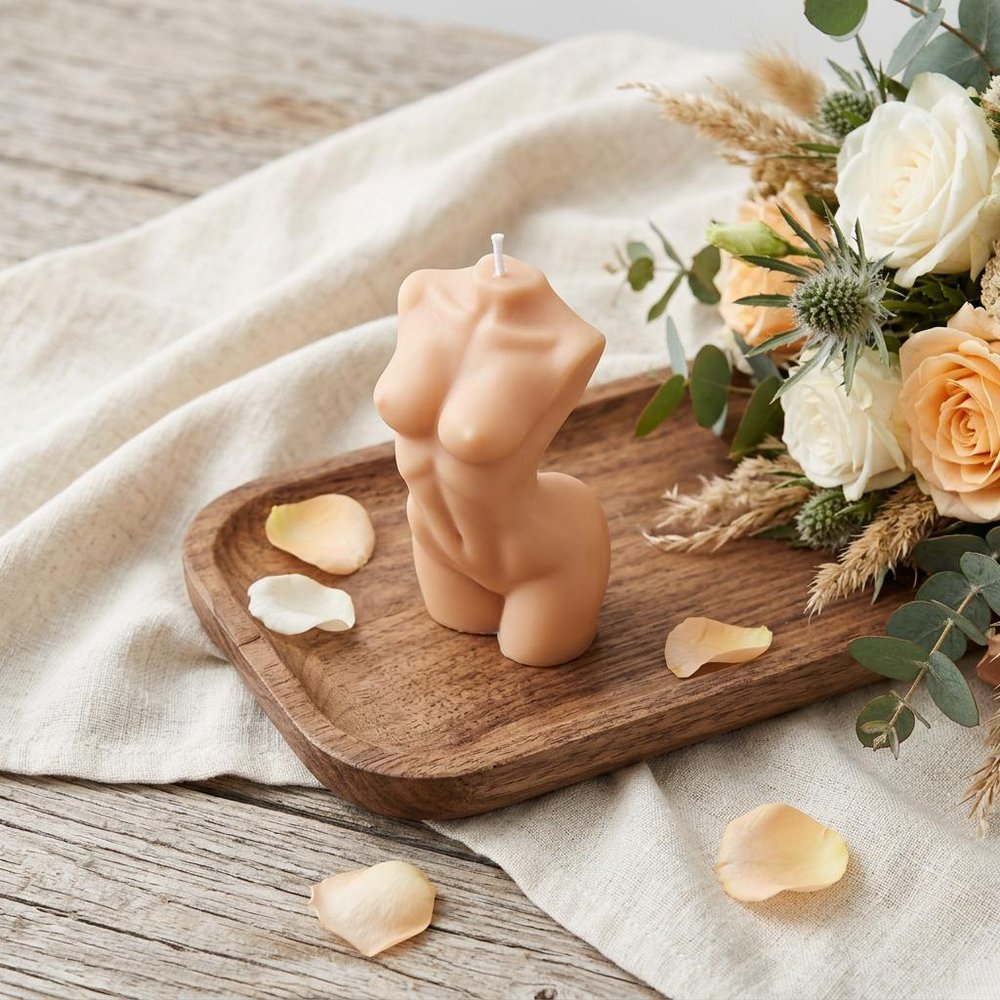 4" Natural Black Ice Scented Dimensional Female Form Candle