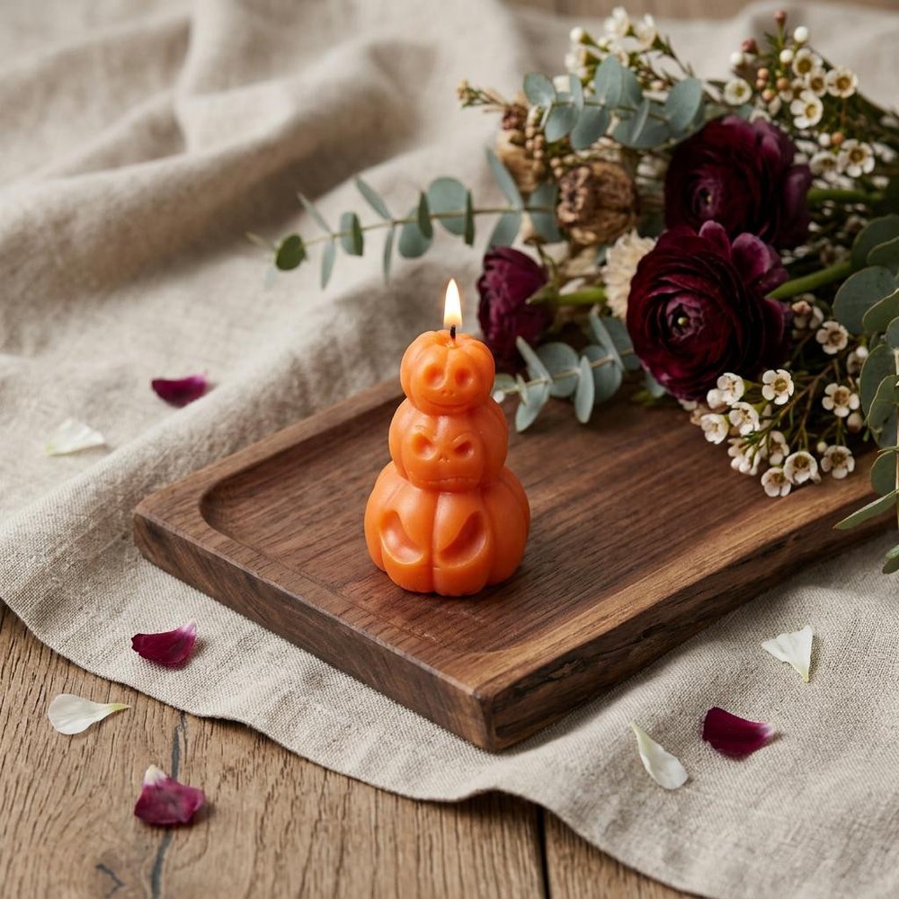 3" Orange Pumpkin And Apple Scented Dimensional Pumpkin Candle