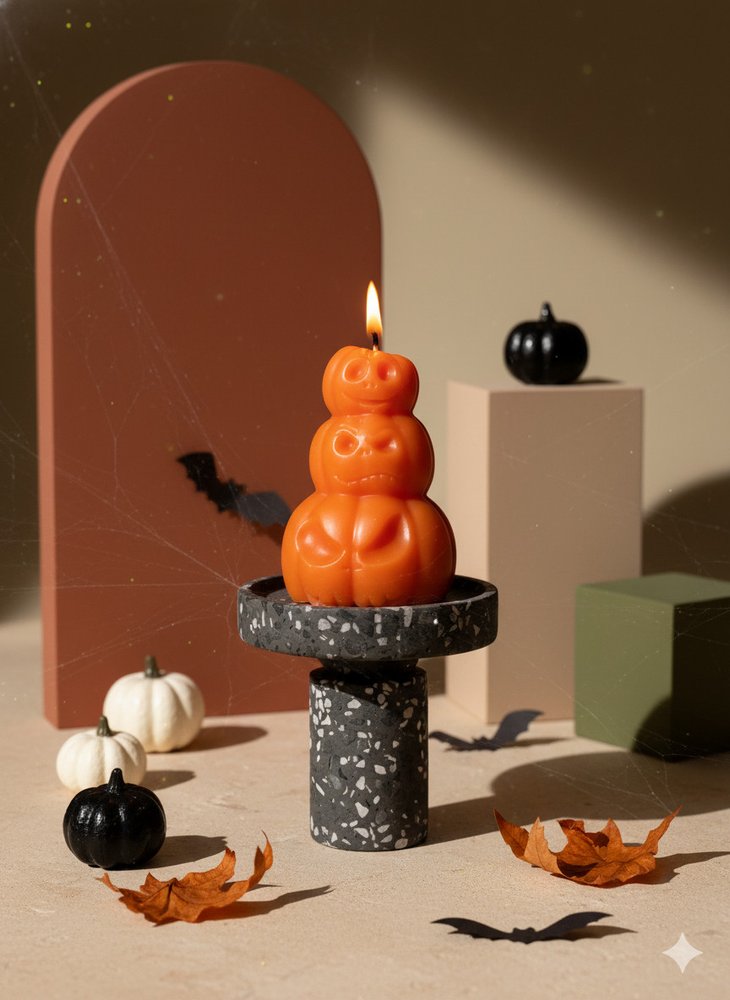 3" Orange Pumpkin And Apple Scented Dimensional Pumpkin Candle