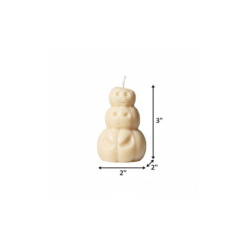 3" Ivory Pumpkin And Apple Scented Dimensional Pumpkin Candle