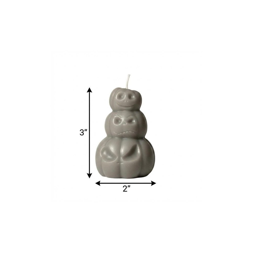 3" Gray Pumpkin And Apple Scented Dimensional Pumpkin Candle