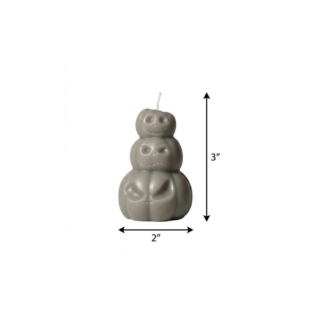 3" Gray Pumpkin And Apple Scented Dimensional Pumpkin Candle
