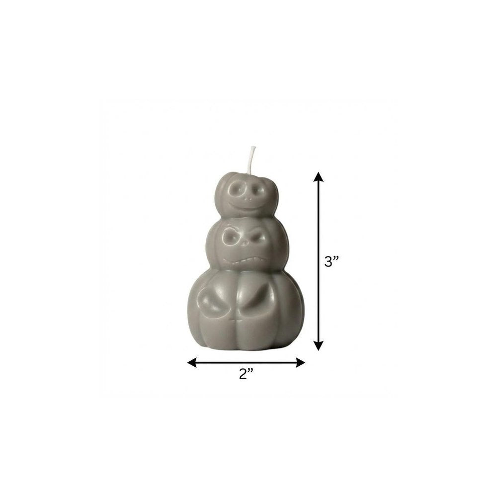 3" Gray Pumpkin And Apple Scented Dimensional Pumpkin Candle