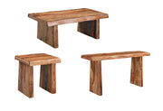 Set of Three Brown Solid Wood Sled Furniture Set