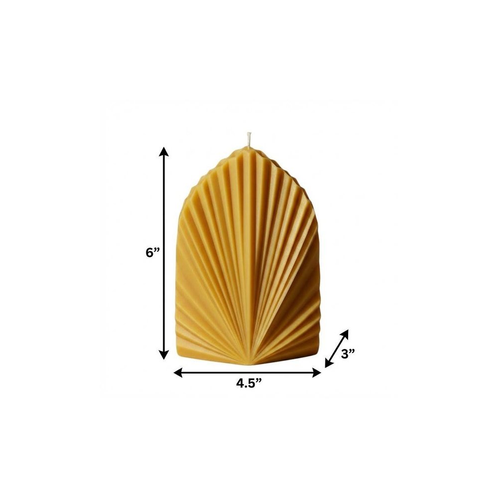 6" Gold Unscented Dimensional Palm Leaf Candle