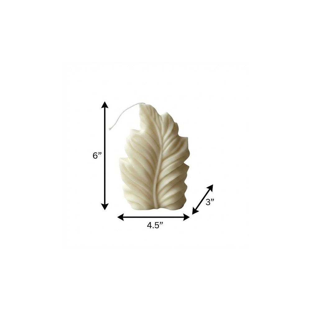 6" Ivory Black Ice Scented Dimensional Feather Candle