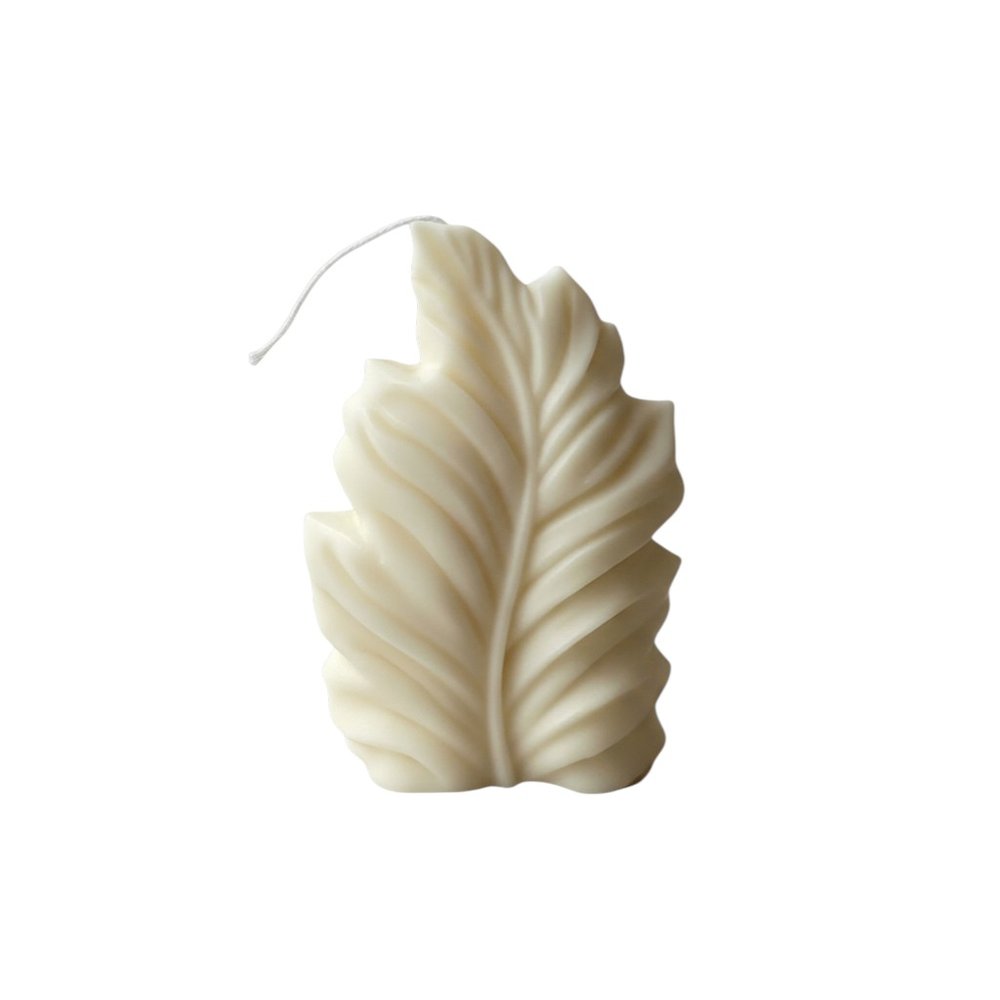 6" Ivory Black Ice Scented Dimensional Feather Candle