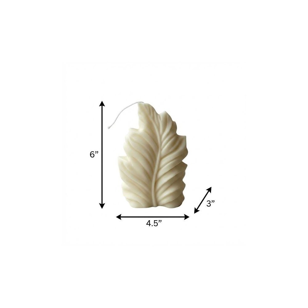 6" Ivory Black Ice Scented Dimensional Feather Candle