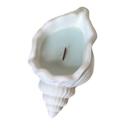 6" Light Blue Unscented Soy Wax Candle In White Resin Novelty Holder