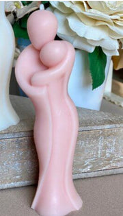 2" Peach Creamy Vanilla Scented Mother And Child Dimensional Candle