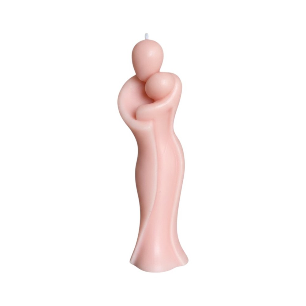 2" Peach Creamy Vanilla Scented Mother And Child Dimensional Candle
