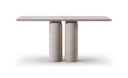 60" Beige Genuine Marble Pedestal Console Table
