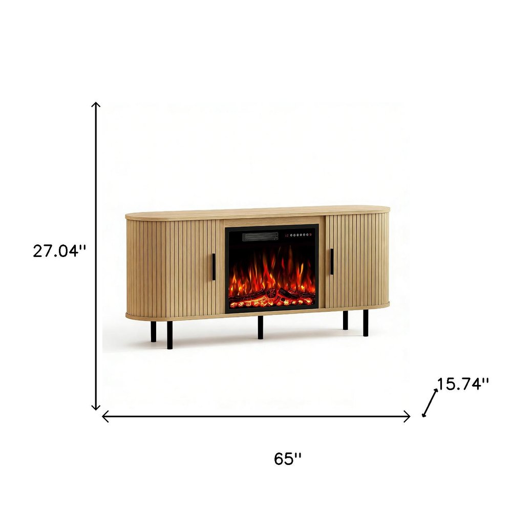 65" White Wood Fireplace Entertainment Center With Fireplace