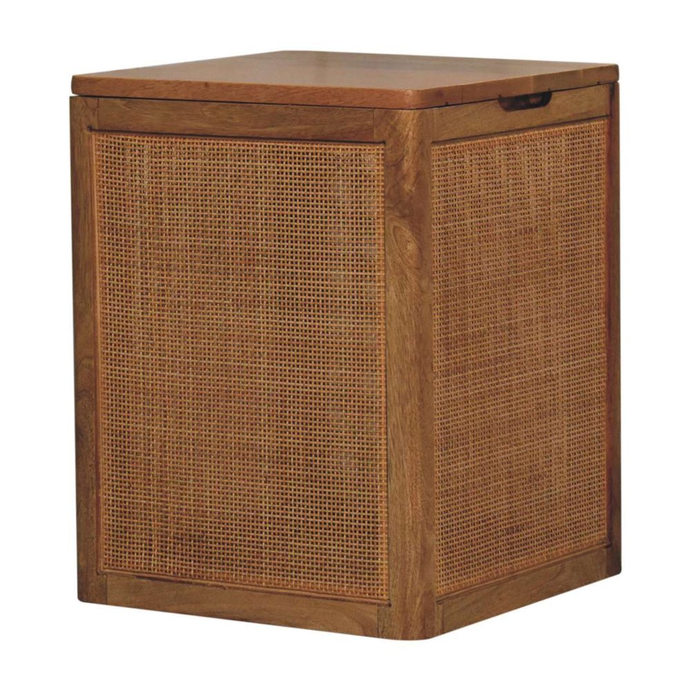 14" Brown Solid Wood Storage Bench