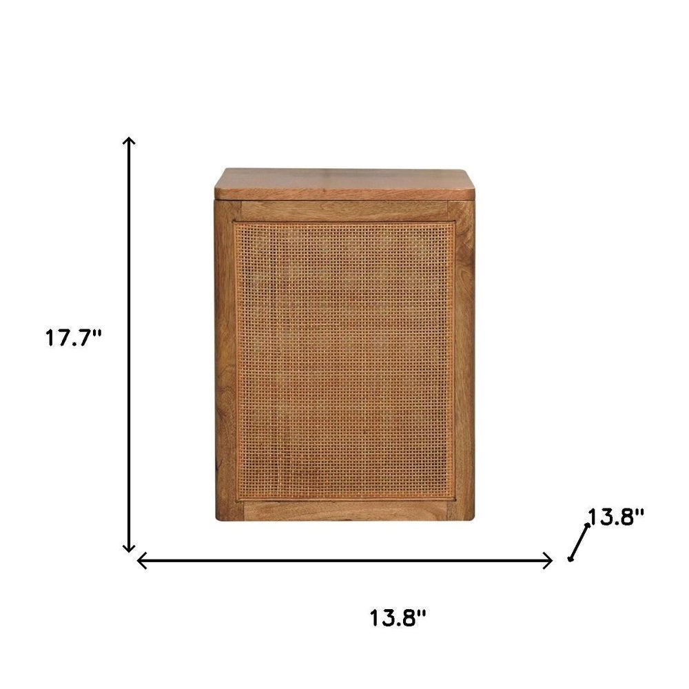 14" Brown Solid Wood Storage Bench