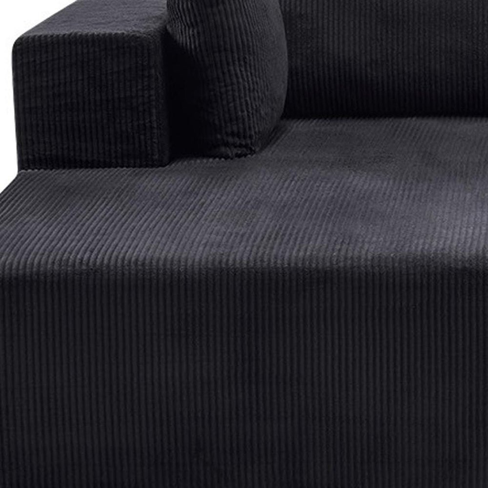 105" Black Corduroy Modular Left Chaise Style Sofa With Toss Pillows