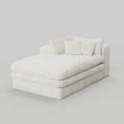 67" White Corduroy Left Hand Facing Chaise Lounge Chair
