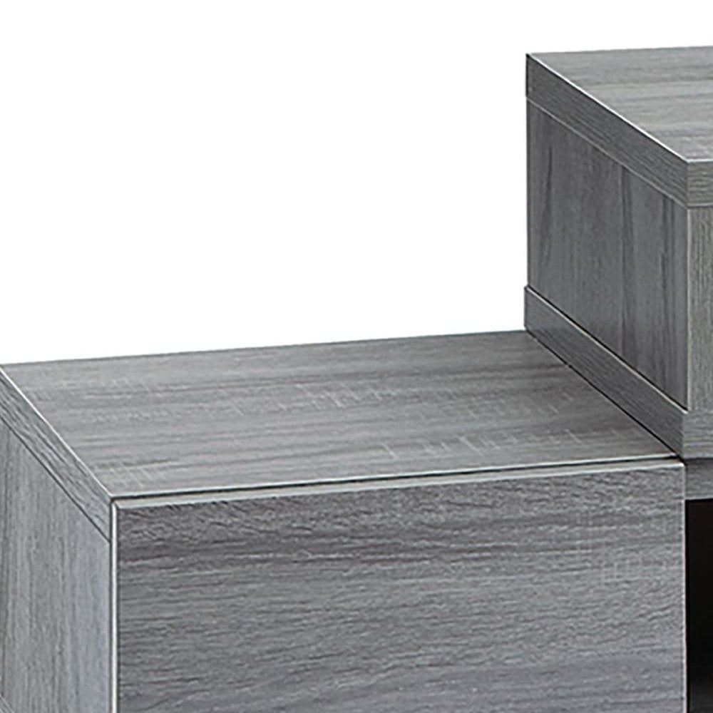 54" Gray Wood Enclosed and Open Storage TV Stand
