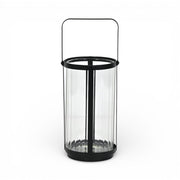 9" Clear And Black Glass And Metal Tabletop Lantern Candle Holder