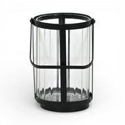 7" Black Glass Tabletop Lantern Candle Holder