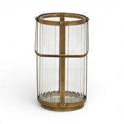 9" Gold Glass Tabletop Lantern Candle Holder