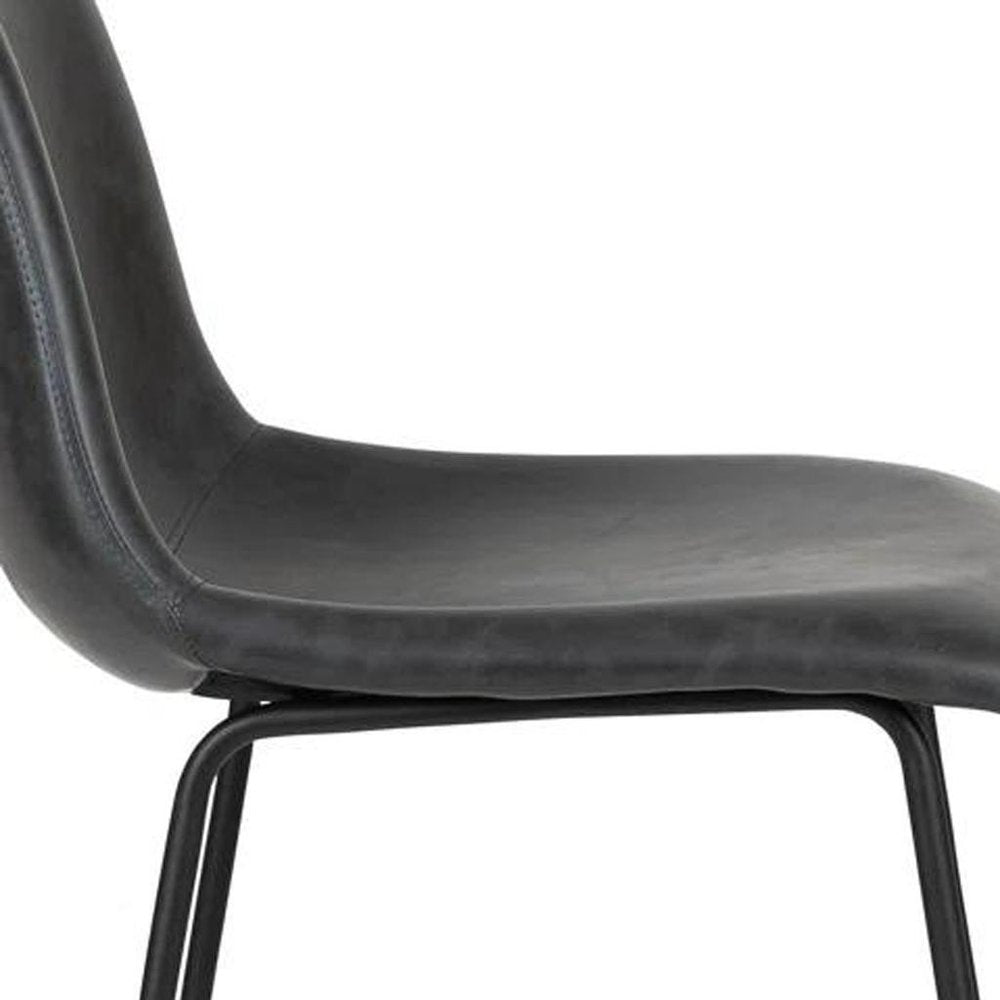 Set of Two 26" Black Faux Leather and Aluminum Counter Height Bar Chairs
