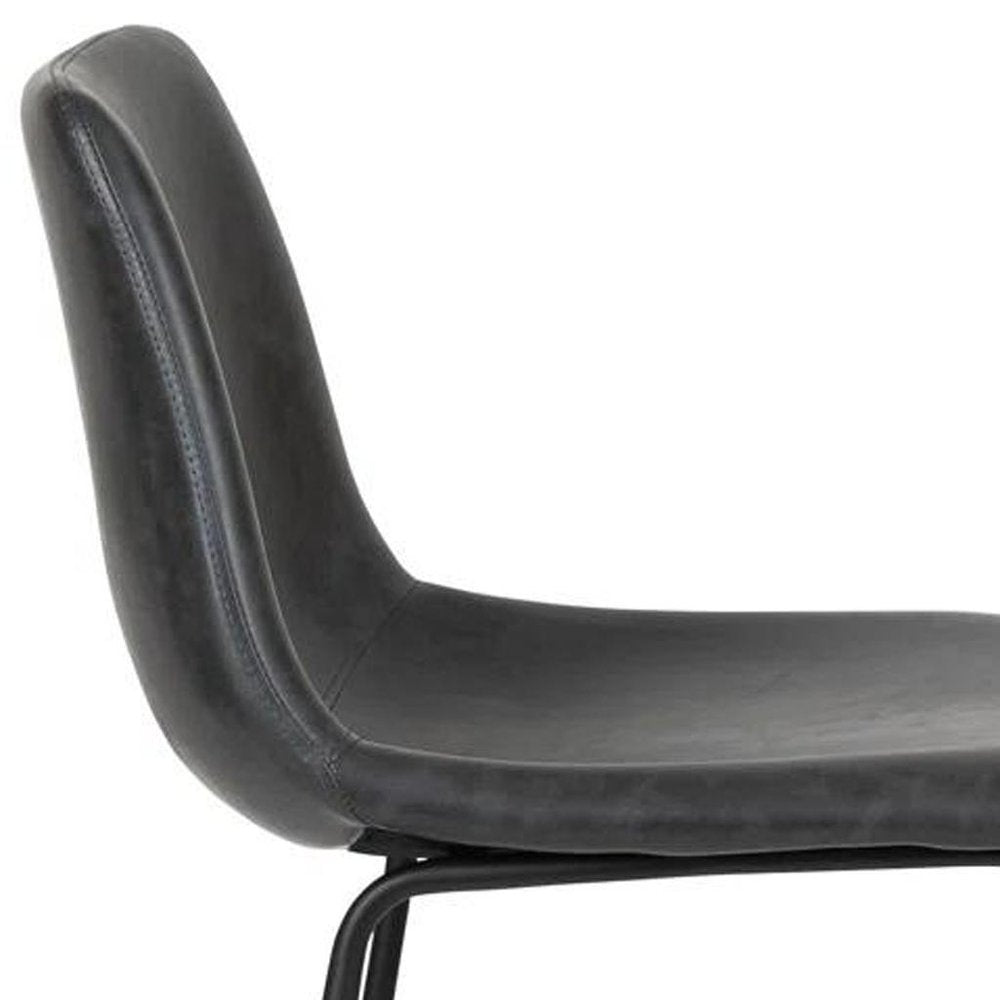Set of Two 29" Black Faux Leather and Aluminum Bar Height Bar Chairs