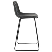 Set of Two 29" Black Faux Leather and Aluminum Bar Height Bar Chairs