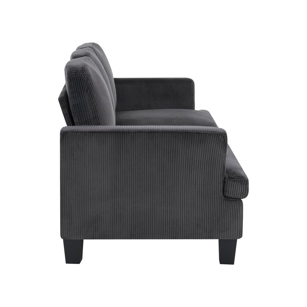 84" Dark Gray Corduroy Sofa