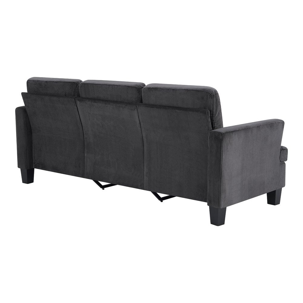84" Dark Gray Corduroy Sofa