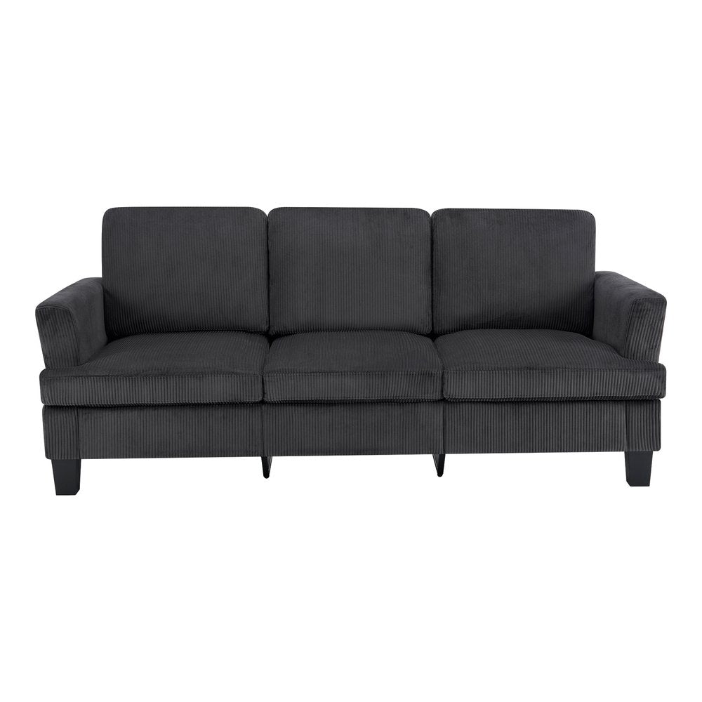 84" Dark Gray Corduroy Sofa