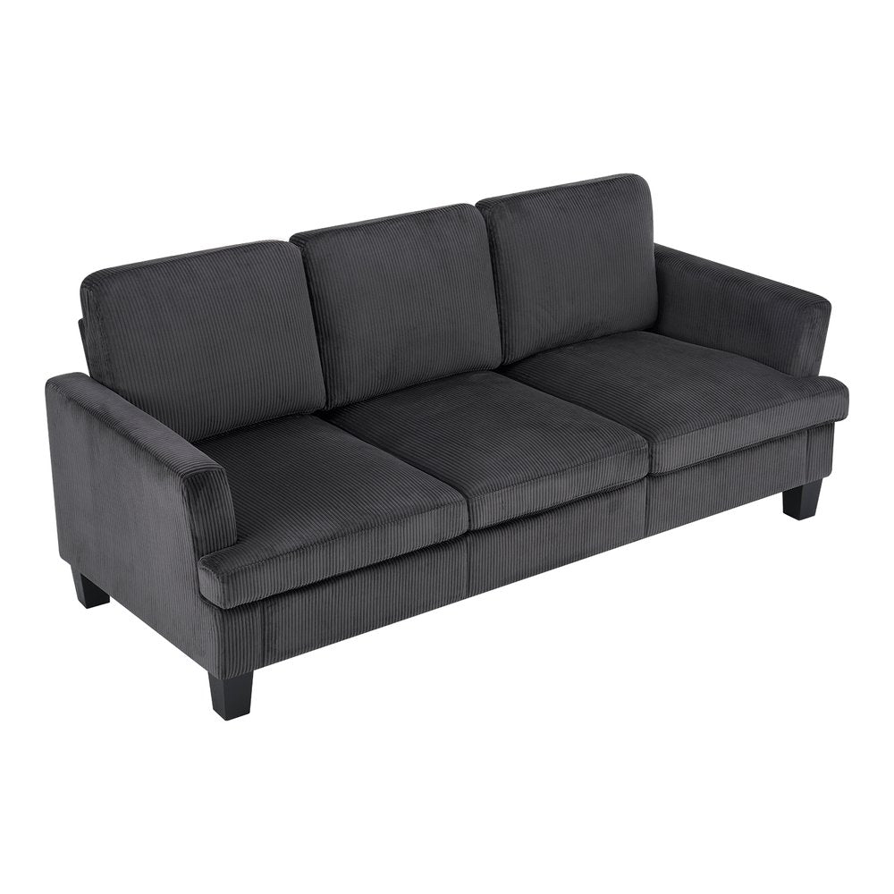 84" Dark Gray Corduroy Sofa