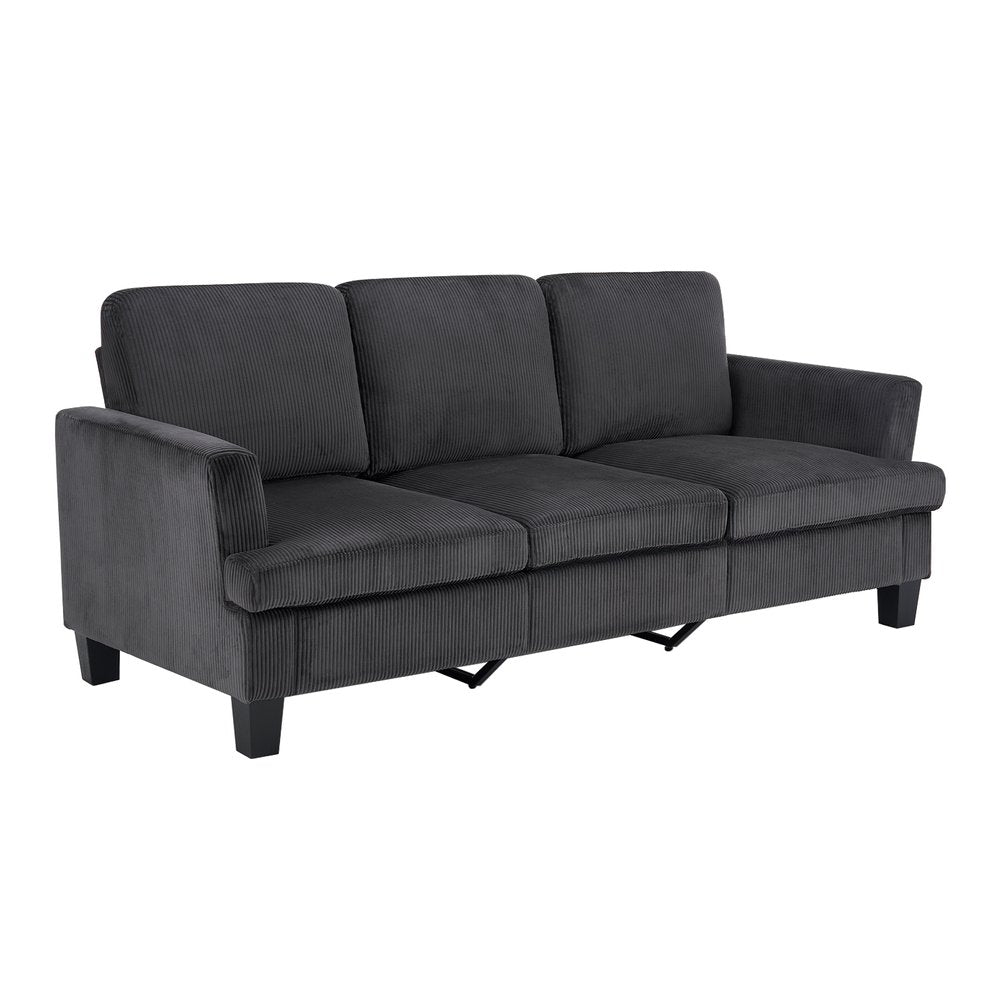 84" Dark Gray Corduroy Sofa