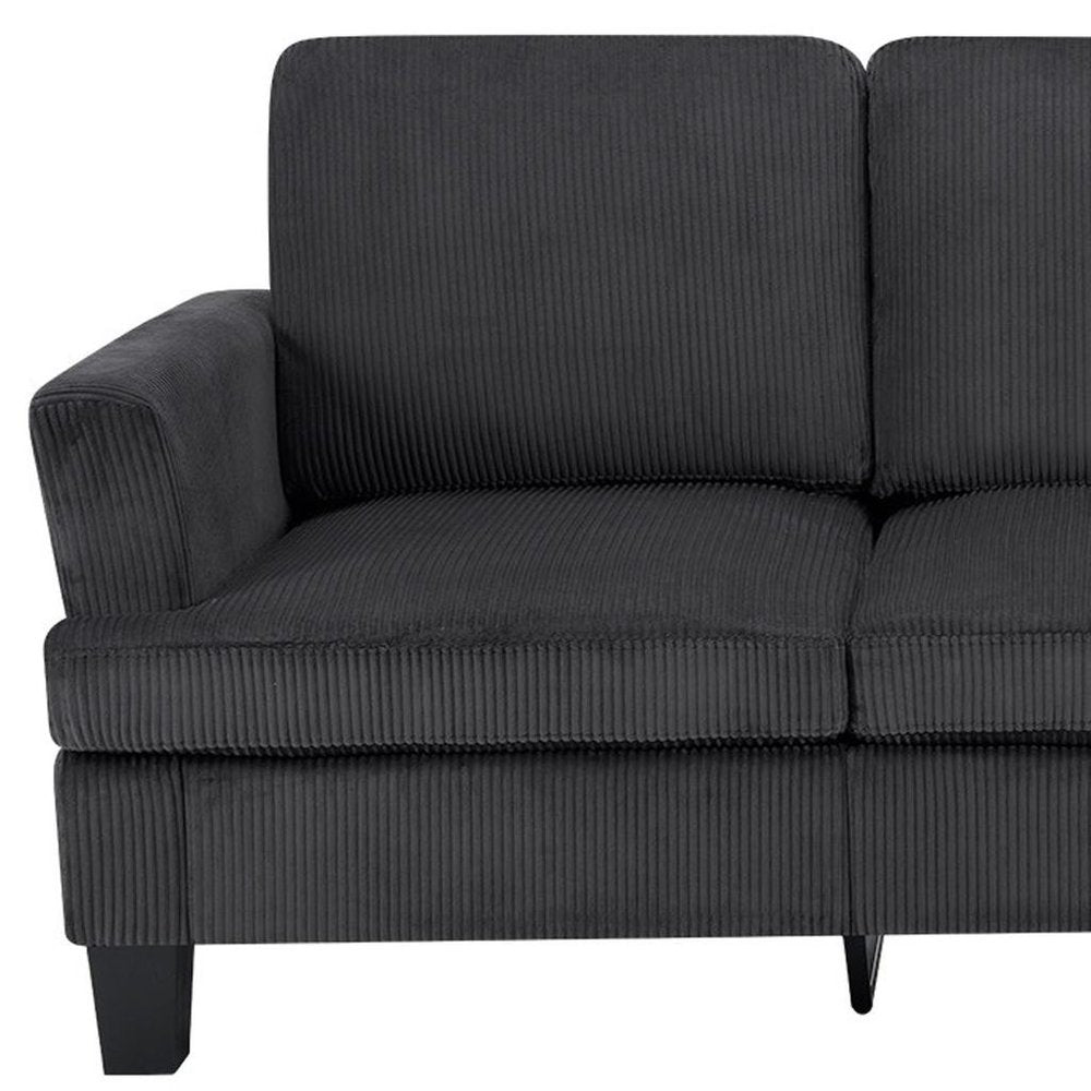 84" Dark Gray Corduroy Sofa