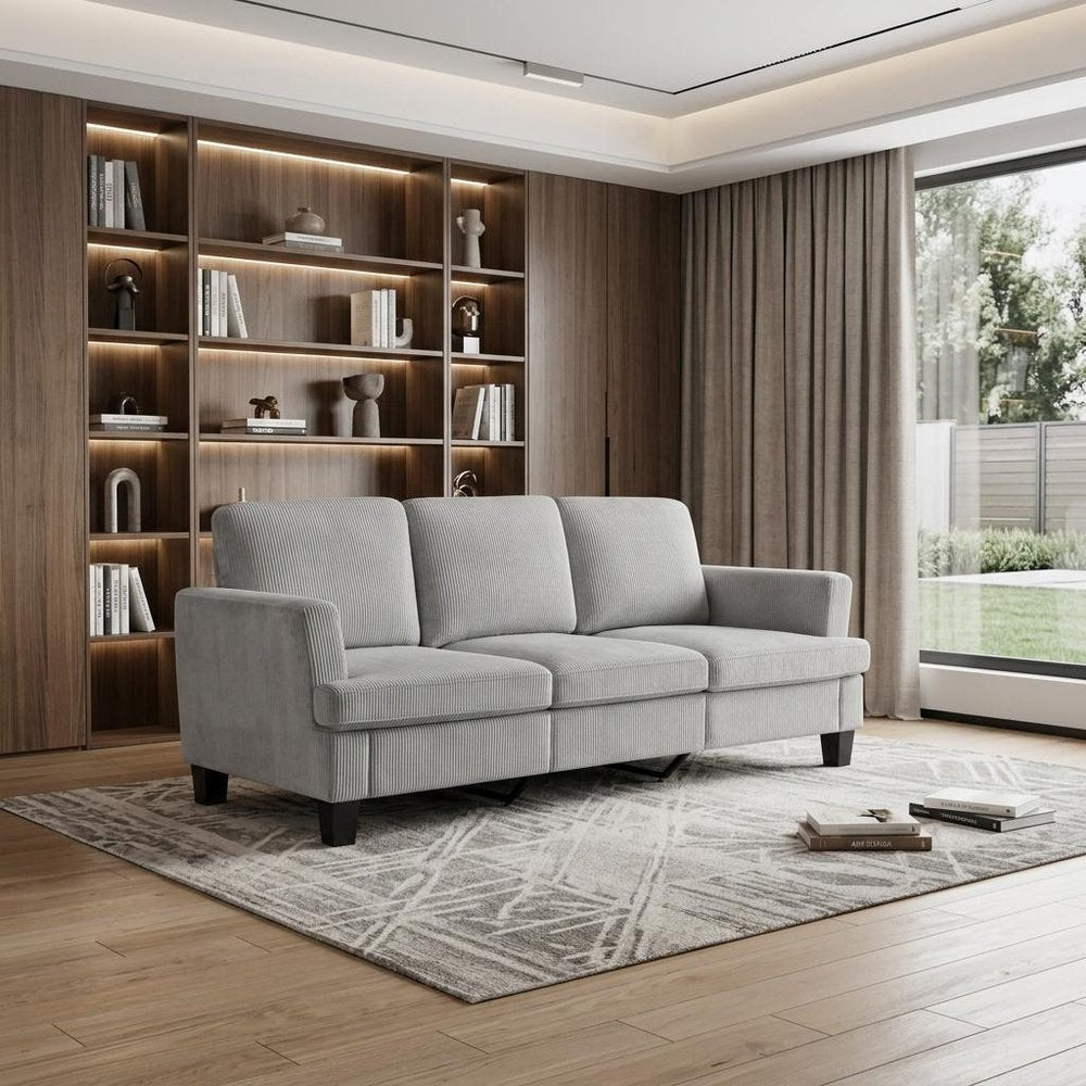 84" Gray Corduroy Sofa