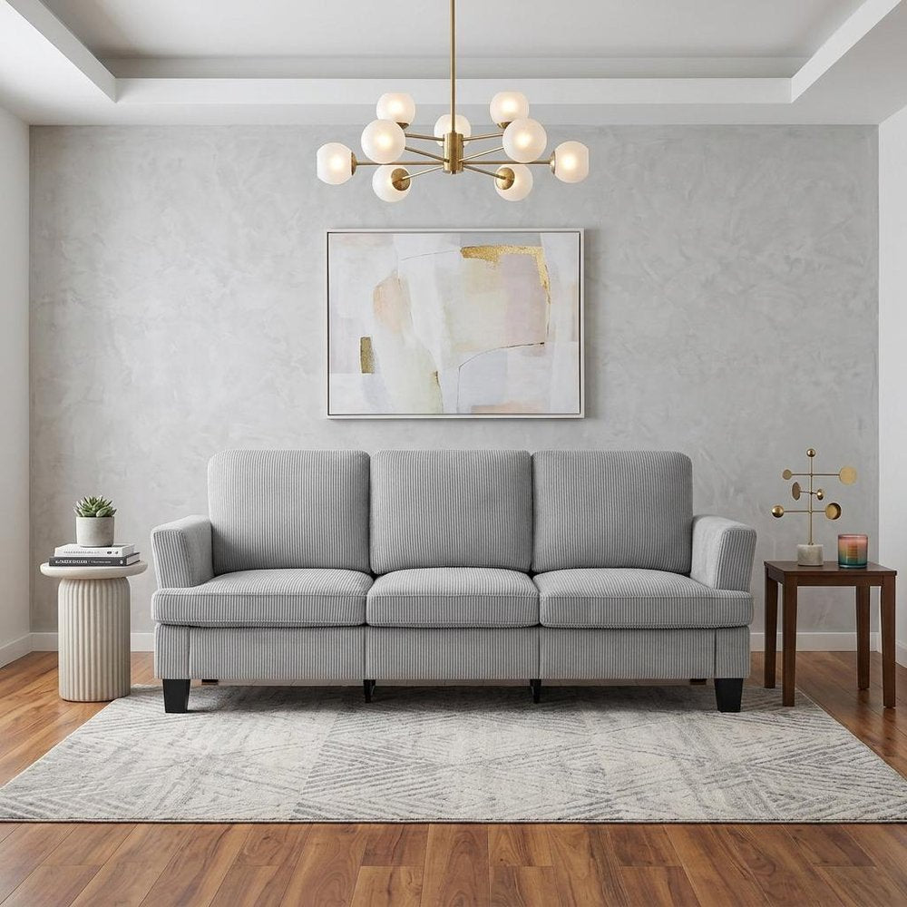 84" Gray Corduroy Sofa