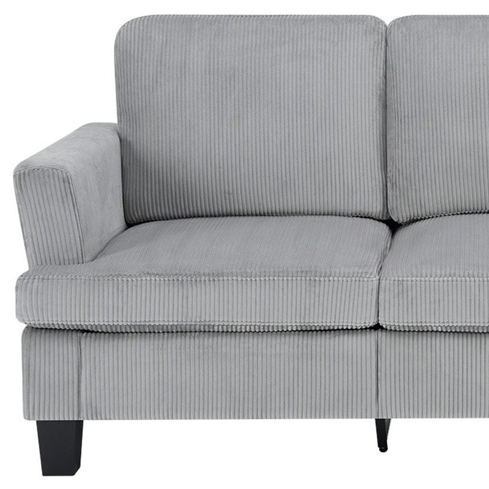 84" Gray Corduroy Sofa