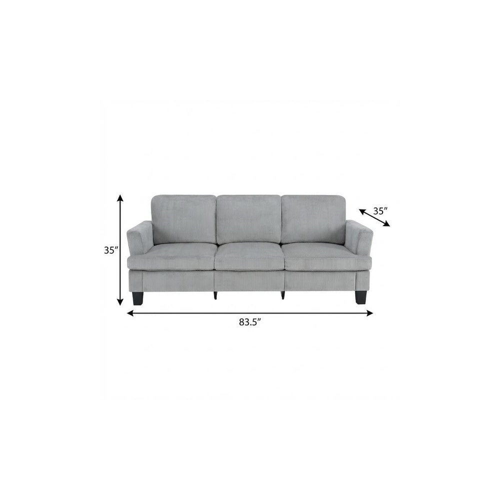 84" Gray Corduroy Sofa