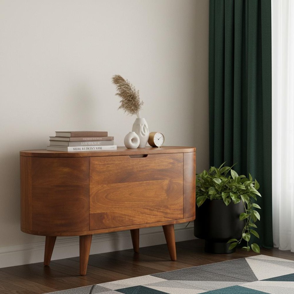 32" Brown Solid Wood Sideboard