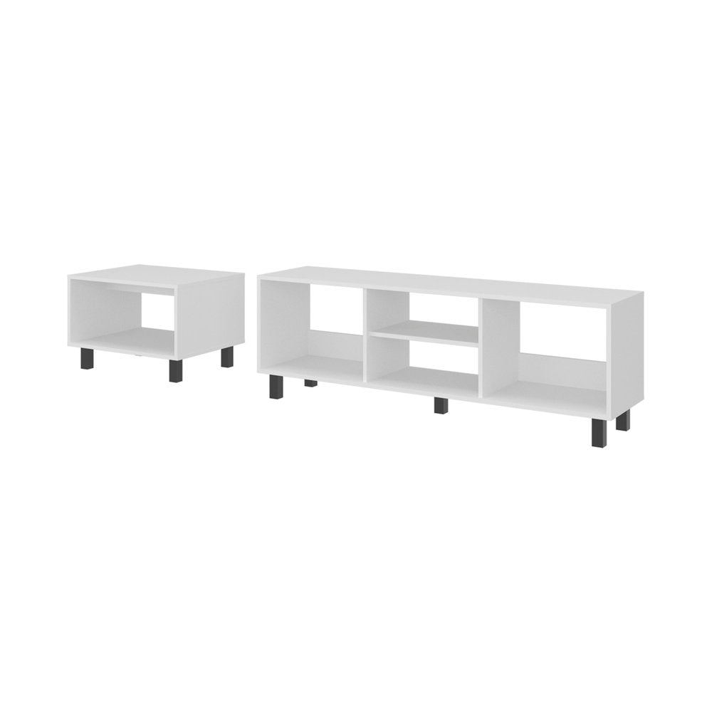 55" White Wood Fireplace Entertainment Center