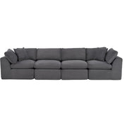 138" Dark Gray Corduroy Modular Sofa With Toss Pillows