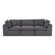 108" Dark Gray Corduroy Modular Sofa With Toss Pillows